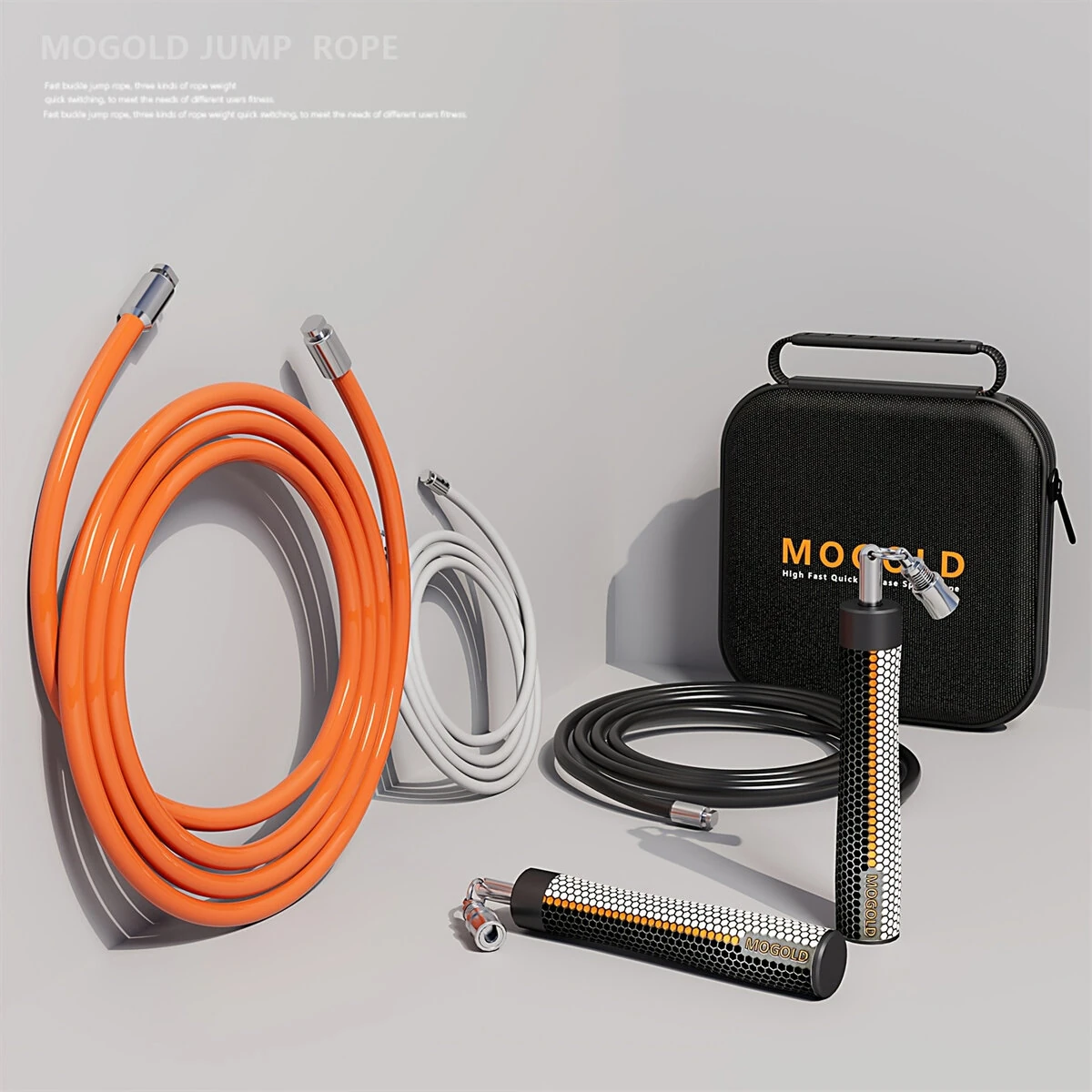 (image for) Mogold Weighted Jump Ropes Adjustable Length Weights 360 Degree Spin Ergonomics Grip Skipping Rope for Fitness Sports Training