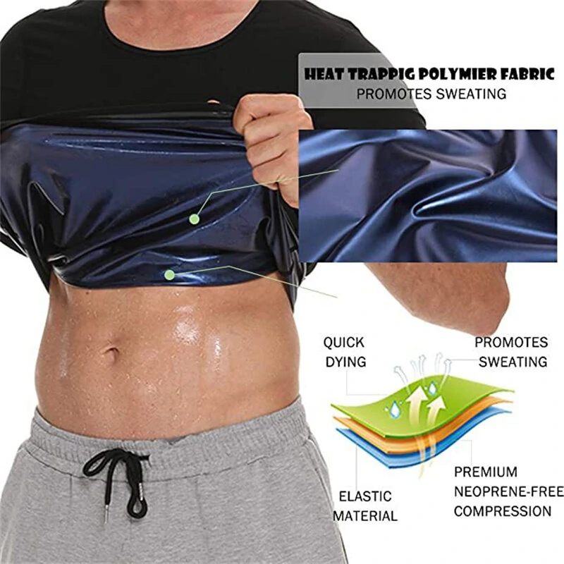 (image for) TENGOO Men Sauna Sweat Vest Hot Compression Shirts Fitness Training Slimming Body Shaper Waist Trainer Gym Exercise Versatile Shaper Suit
